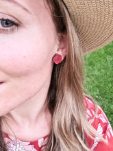 Load image into Gallery viewer, Red Rose Stud Earrings
