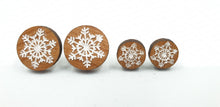 Load image into Gallery viewer, Handpainted Wooden Winter Snowflake Stud Earrings - Australian Handmade & Hypoallergenic (2 sizes)
