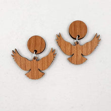 Load image into Gallery viewer, Dark Wood Free as a Bird Stud Dangle Earrings