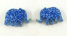 Load image into Gallery viewer, Blue Glitter Elephants Stud Earrings