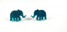 Load image into Gallery viewer, Blue Mirror Elephants Stud Earrings