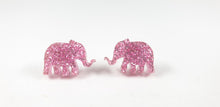 Load image into Gallery viewer, Pink Glitter Elephants Stud Earrings