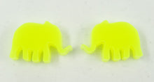 Load image into Gallery viewer, Bright Neon Yellow Elephants Stud Earrings