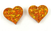 Load image into Gallery viewer, Gold Confetti Glitter Heart Stud Earrings