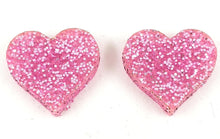 Load image into Gallery viewer, Pink Glitter Heart Stud Earrings