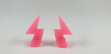 Load image into Gallery viewer, Bright Neon Pink Ligtning Bolt Stud Earrings