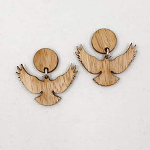 Load image into Gallery viewer, Light Wood Free as a Bird Stud Dangle Earrings
