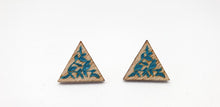 Load image into Gallery viewer, Handpainted Light Wood Eucalypt Triangle Vine and leaf Stud Earrings - Australian Handmade & Hypoallergenic