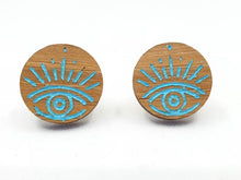 Load image into Gallery viewer, Dark Wood Mystical Mind's Eye Stud Earrings - Australian Handmade & Hypoallergenic