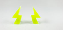 Load image into Gallery viewer, Bright Neon Yellow Ligtning Bolt Stud Earrings