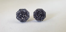 Load image into Gallery viewer, Black Glitter Octagon/Geometric Stud Earrings