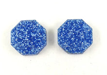 Load image into Gallery viewer, Blue Glitter Octagon/Geometric Stud Earrings