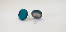 Load image into Gallery viewer, Shiny Geometric Blue Mirror Stud Earrings