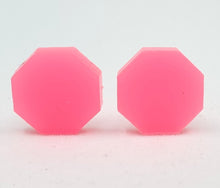 Load image into Gallery viewer, Bright Neon Pink Geometric Stud Earrings