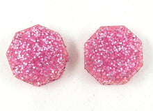 Load image into Gallery viewer, Pink Glitter Octagon/Geometric Stud Earrings