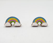 Load image into Gallery viewer, Handpainted Wooden Rainbow Stud Earrings - Australian Handmade & Hypoallergenic