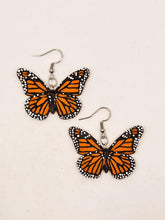 Load image into Gallery viewer, Monarch (Orange) Butterfly Hook Dangle Earrings