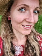 Load image into Gallery viewer, Red Rose Stud Earrings