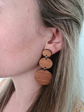 Load image into Gallery viewer, Wooden Three Tier Stud Dangle Earrings