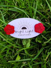 Load image into Gallery viewer, Red Rose Stud Earrings