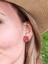 Load image into Gallery viewer, Red Rose Stud Earrings