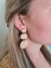 Load image into Gallery viewer, Wooden Three Tier Stud Dangle Earrings