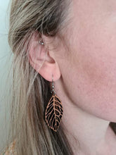 Load image into Gallery viewer, Wooden Orchard Tree Leaf Hook Dangle Earrings