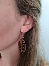 Load image into Gallery viewer, Wooden Orchard Tree Leaf Hook Dangle Earrings