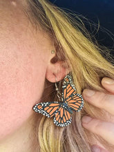 Load image into Gallery viewer, Monarch (Orange) Butterfly Hook Dangle Earrings
