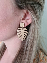 Load image into Gallery viewer, Palm Leaf Stud Dangle Earrings