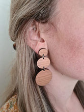 Load image into Gallery viewer, Wooden Three Tier Stud Dangle Earrings