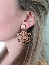 Load image into Gallery viewer, Winter Snowflake Stud Dangle Earrings