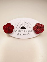 Load image into Gallery viewer, Red Rose Stud Earrings