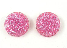 Load image into Gallery viewer, Pink Glitter Round Stud Earrings