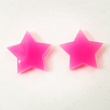 Load image into Gallery viewer, Bright Neon Pink Star Stud Earrings