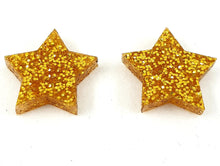 Load image into Gallery viewer, Gold Glitter Star Stud Earrings