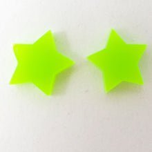 Load image into Gallery viewer, Bright Neon Green Star Stud Earrings