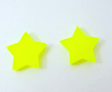 Load image into Gallery viewer, Bright Neon Yellow Star Stud Earrings