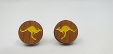 Load image into Gallery viewer, Yellow Kangaroo/Skippy Stud Earrings - wood - Handmade & Handpainted in the Australian Snowy Mountains