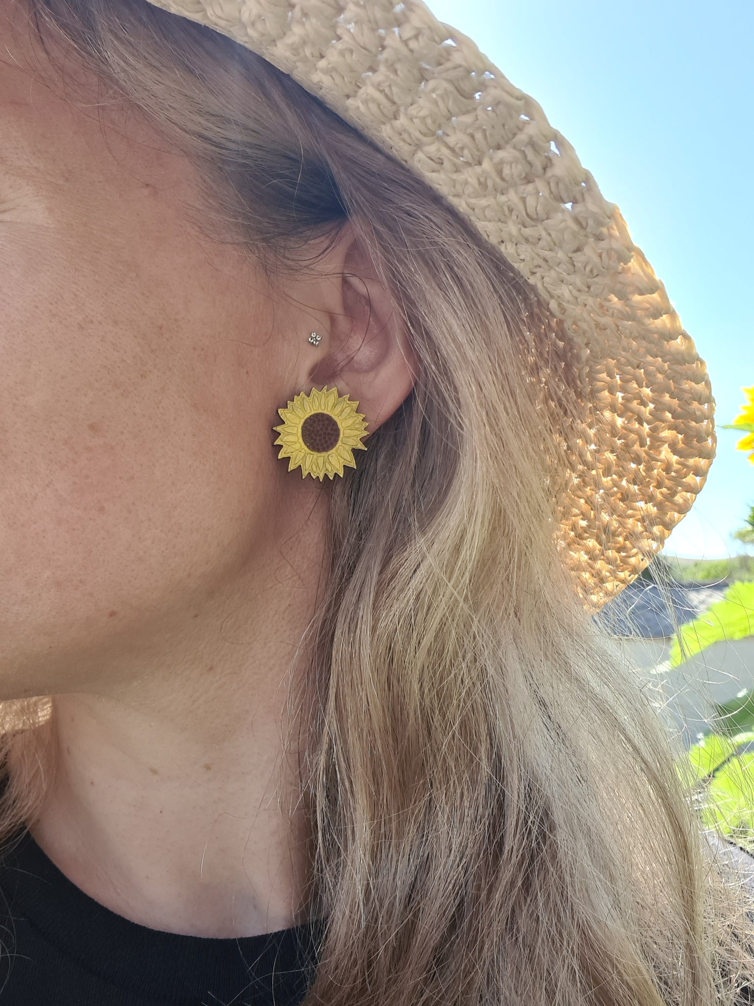 Large sunflower earrings outlet