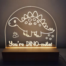 Load image into Gallery viewer, Dinosaur Bedside Lamp Lights
