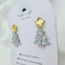 Load image into Gallery viewer, Confetti Glitter Christmas Tree Stud Dangle Earrings (10 colour variations)

