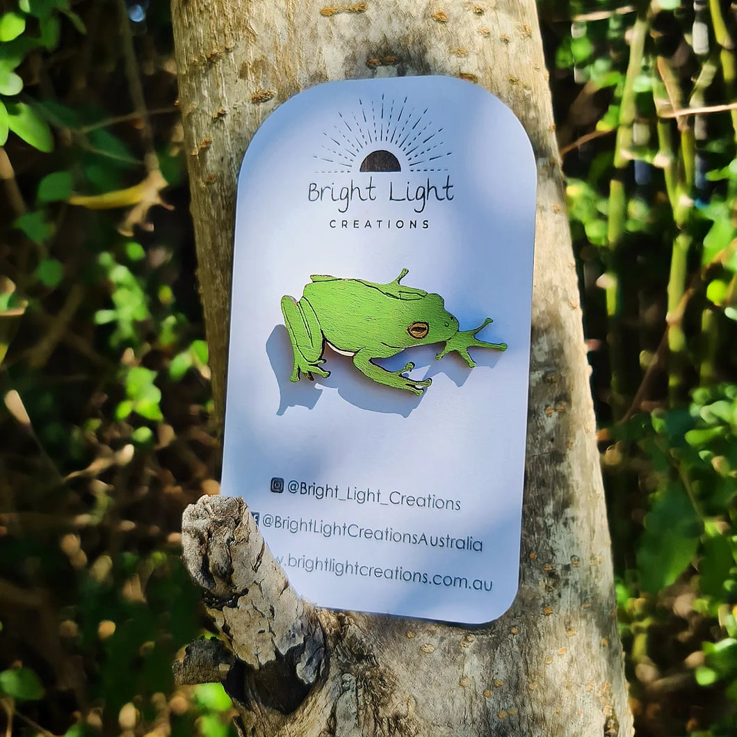 Australian Green Tree Frog Badge Pin