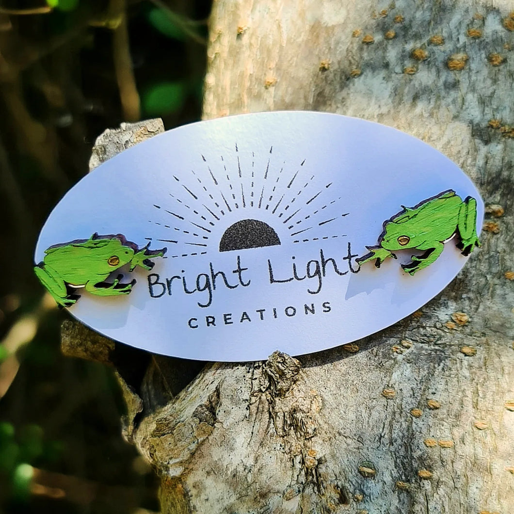 Australian Green Tree Frog Stud Earrings