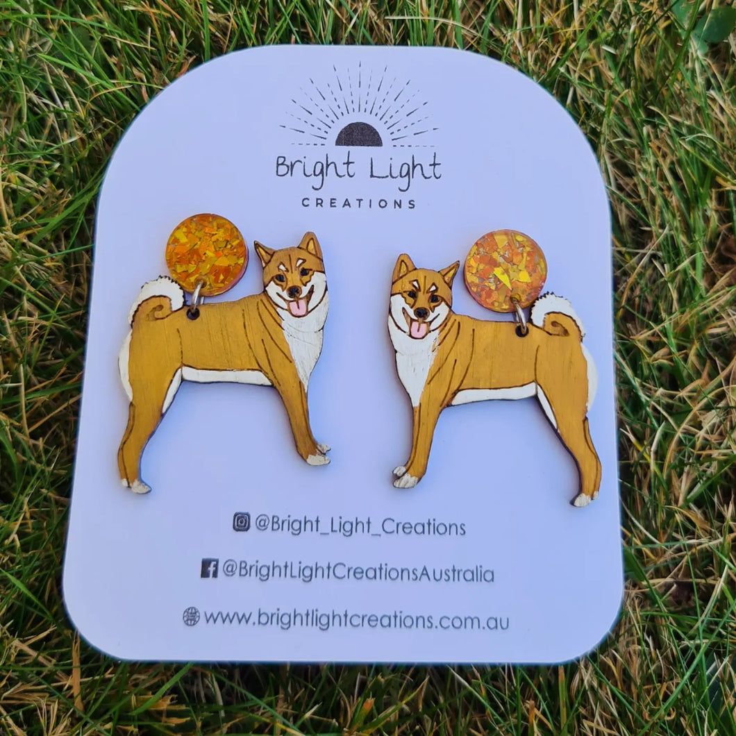 Shiba Inu Dog Stud Dangle Earrings