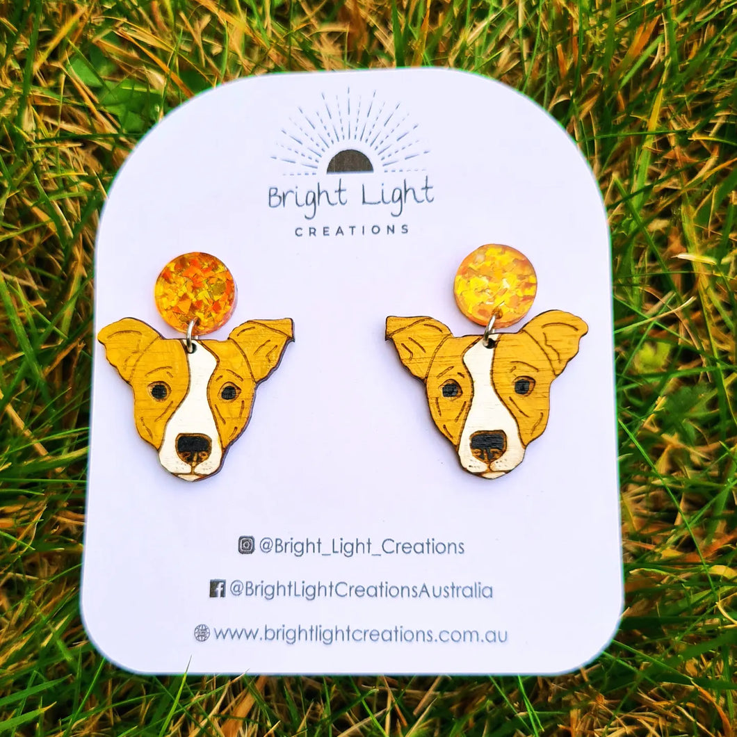 Jack Russell Stud Dangle Earrings