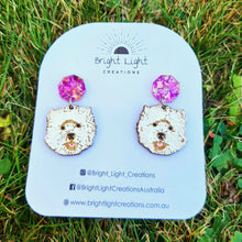 Load image into Gallery viewer, West Highland White Dog (Westie) Stud Dangle Earrings
