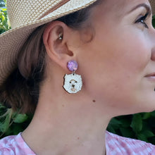 Load image into Gallery viewer, West Highland White Dog (Westie) Stud Dangle Earrings
