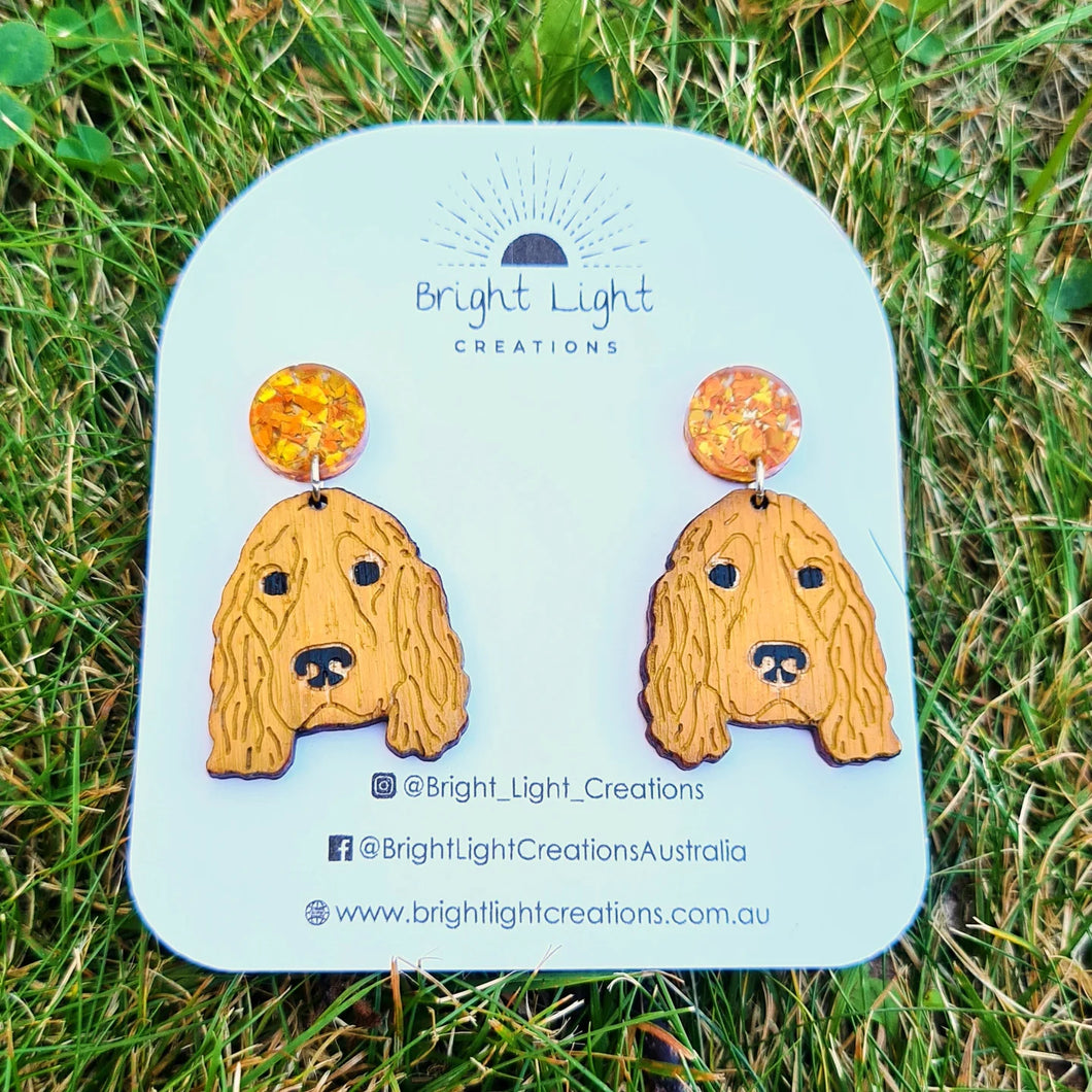 Cocker Spaniel Dog Stud Dangle Earrings