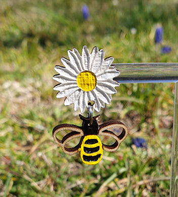 Daisy Flower and Bee Earrings